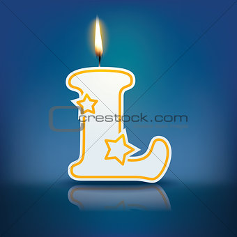 Candle letter L with flame