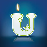 Candle letter U with flame