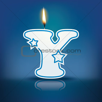 Candle letter Y with flame