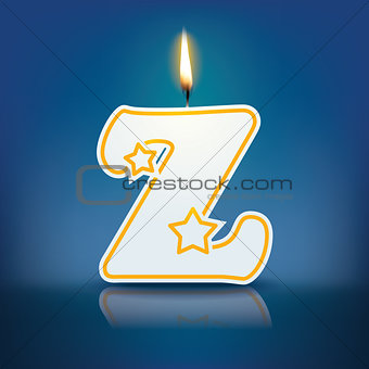 Candle letter Z with flame