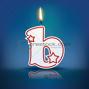 Candle letter b with flame