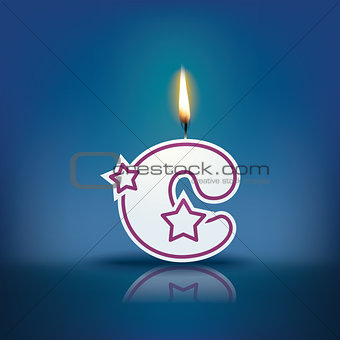 Candle letter c with flame