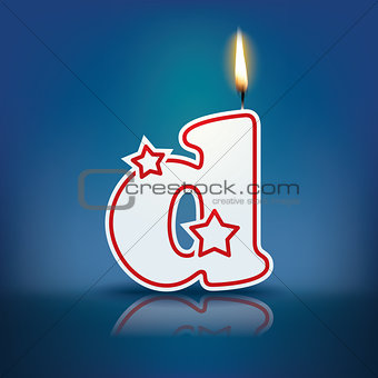 Candle letter d with flame