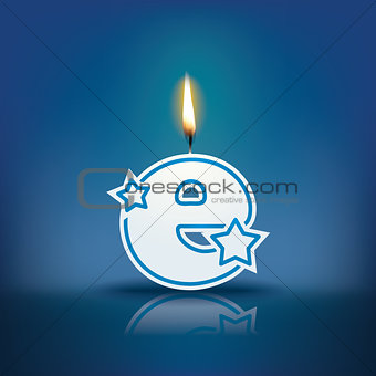 Candle letter e with flame