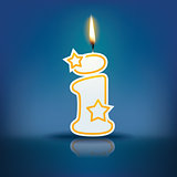Candle letter i with flame