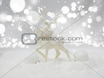 Christmas reindeer in snow