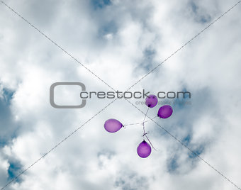 Flying balloons in the blue sky