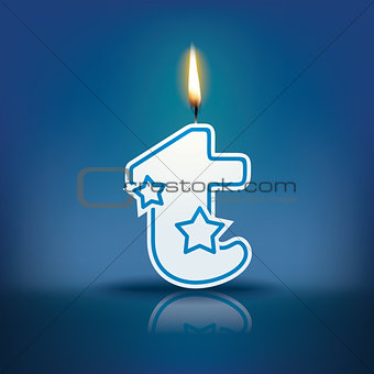 Candle letter t with flame