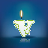 Candle letter v with flame