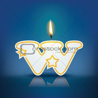 Candle letter w with flame