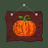 Wooden Sign with Pumpkin  