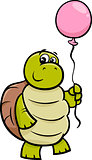 turtle with balloon cartoon illustration