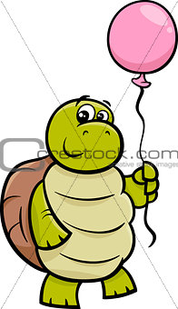 turtle with balloon cartoon illustration