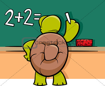 turtle at blackboard cartoon illustration