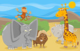 safari animals group cartoon illustration