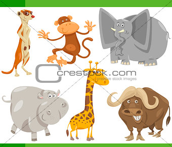safari animals cartoon set illustration