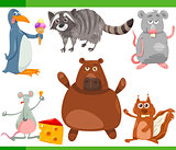 wild animals cartoon set illustration