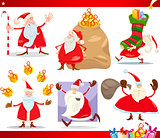 santa claus and christmas cartoon set