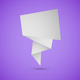 Abstract origami speech background on violet background