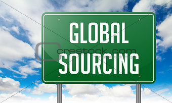 Global Sourcing on Highway Signpost.