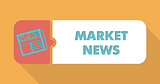 Market News on Blue Background in Flat Design.
