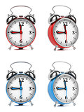 Colorful Old Style Alarm Clocks.