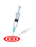 concept of successful treatment. syringe into the center of a re