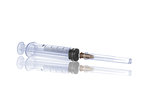 medical Syringe and needle isolated on a white background. 