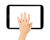 tablet computer isolated in a hand on the white backgrounds. collections