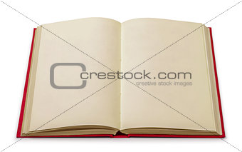 Vintage blank book in a red cover on isolated white