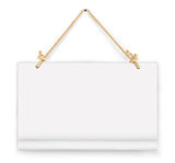 Illustration of a white hanging sign isolated on a light background.