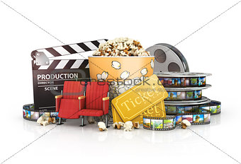 cinematograph in cinema films and popcorn