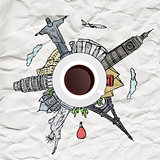 cup of coffee traveling concept
