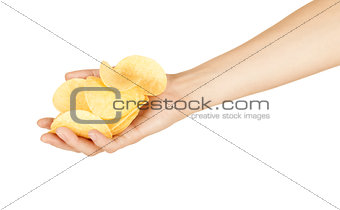 Female hand with chips
