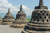 Stupa's at the Borobudur temple in Yogyakarta, Indonesia