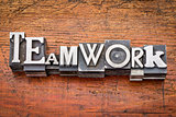 teamwork word in metal type