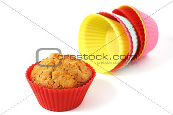 muffin in silicone baking cup