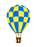 Hot air balloon in blue and yellow design