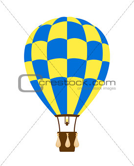 Hot air balloon in blue and yellow design