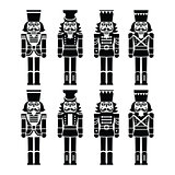 Christmas nutcracker - soldier figurine black icons set