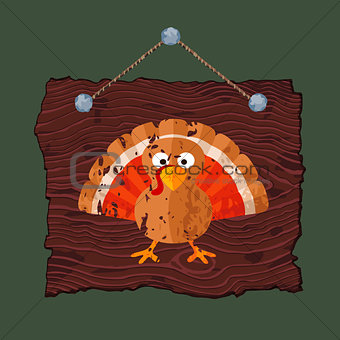 Wooden Sign with Turkey