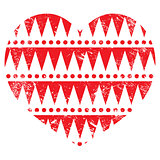 Valentine's Day card - Aztec tribal pattern red heart