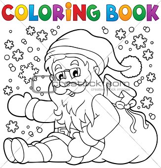 Coloring book Santa Claus in snow 1