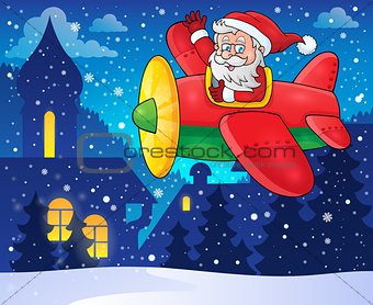 Santa Claus in plane theme image 4