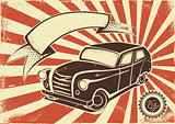 Vintage car poster template