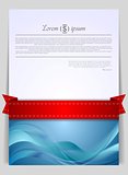 Wavy background flyer with red ribbon