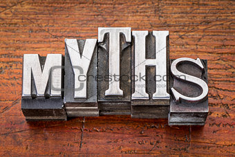 myths word in metal type
