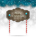 Christmas winter background with wooden blackboard