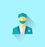 Icon of medical doctor with shadow in modern flat design style