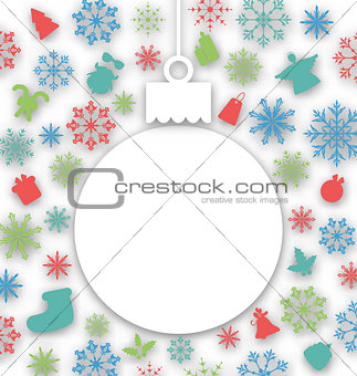 Christmas paper ball on texture with traditional elements